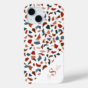 Monogram Modern Terrazzo Mosaic Pattern iPhone 15 Case