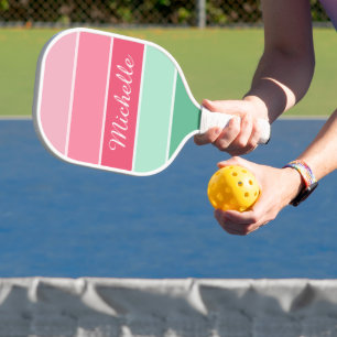Monogram Modern Trendy Elegant Colors Template Pickleball Paddle