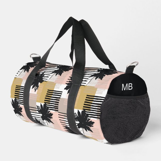 Monogram Modern Tropical Beach Abstract Pattern Duffle Bag (Right Corner)