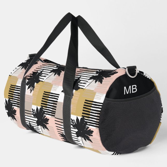 Monogram Modern Tropical Beach Abstract Pattern Duffle Bag (Right Corner)