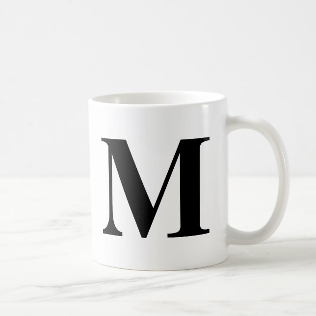 Monogram Modern Typography Black White Minimalist Coffee Mug (Right)