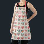 Monogram Modern Watercolor Heart Cooking Apron<br><div class="desc">A cute and modern heart pattern Valentine's Day apron with watercolor hearts. Makes a cute gift for Valentines Day or a birthday. Personalize it with your monogram name. Designed for you by Blackberry Boulevard.</div>