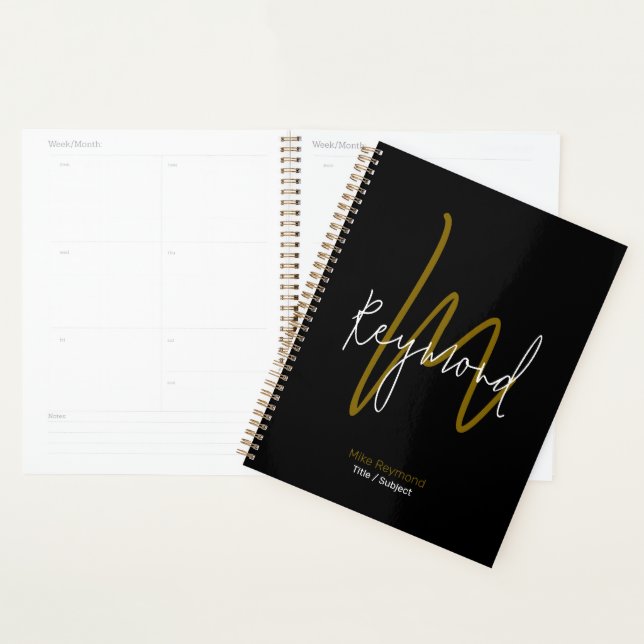 Monogram Monogrammed Black Planner (Display)