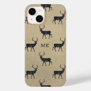 Monogram Monogrammed Deer Stag Rustic Pattern Case-Mate iPhone 14 Case