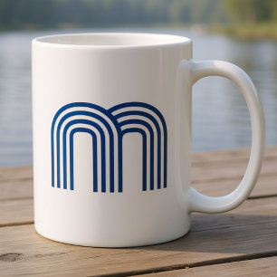Monogram Monogrammed Initial Blue Modern Simple Coffee Mug
