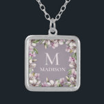 Monogram Monogrammed Magnolia Floral Personalized Silver Plated Necklace<br><div class="desc">This stylish design features your personalized name and monogram surrounded by a frame of magnolia flowers. Personalized by editing the text in the text boxes provided #accessories #jewellery #necklaces #magnolia #floral #gifts #monogram #monogrammed #personalizedgifts</div>