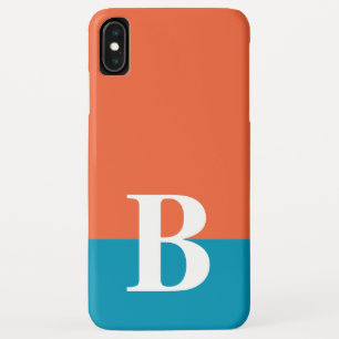 Monogram Monogrammed Simple Modern Orange Blue iPhone XS Max Case