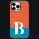 Monogram Monogrammed Simple Modern Orange Blue iPhone 16 Pro Max Case<br><div class="desc">Monogram Monogrammed Simple Modern Orange Blue Phone 16 Pro Max Case features your custom personalized initial on an orange and blue colorblock background. Personalize by editing the text in the text box provided. Font and font colour can be changed by personalizing. Perfect as a gift for him or her for...</div>