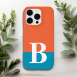 Monogram Monogrammed Simple Modern Orange Blue iPhone 16 Pro Case<br><div class="desc">Monogram Monogrammed Simple Modern Orange Blue Phone 16 Pro Case features your custom personalized initial on an orange and blue colorblock background. Personalize by editing the text in the text box provided. Font and font colour can be changed by personalizing. Perfect as a gift for him or her for birthday,...</div>