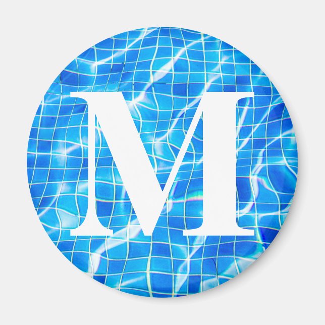 Monogram Monogrammed Swimming Blue Pool Aquatic Magnet (Front)