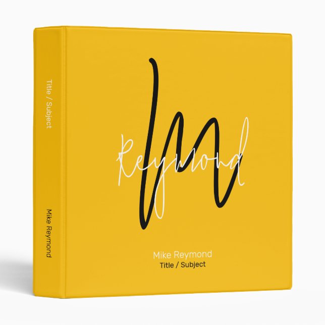 Monogram Monogrammed Vivid Yellow Binder (Front/Spine)