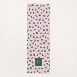 Monogram Monstera Palm Green Leaves with Name Yoga Mat