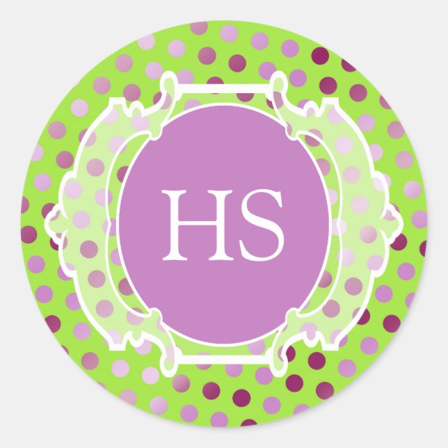 Monogram Moroccan art deco Classic Round Sticker (Front)