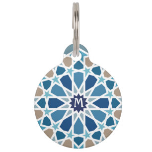 Monogram Moroccan Tile Pattern Pet Tag