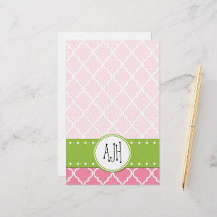Monogram - Moroccan Trellis, Latticework - Pink Stationery