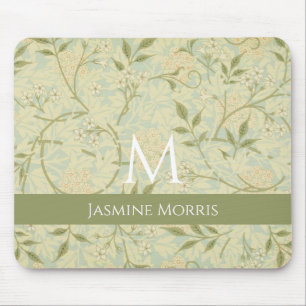 Monogram Morris Jasmine Vintage Floral Custom Name Mouse Pad