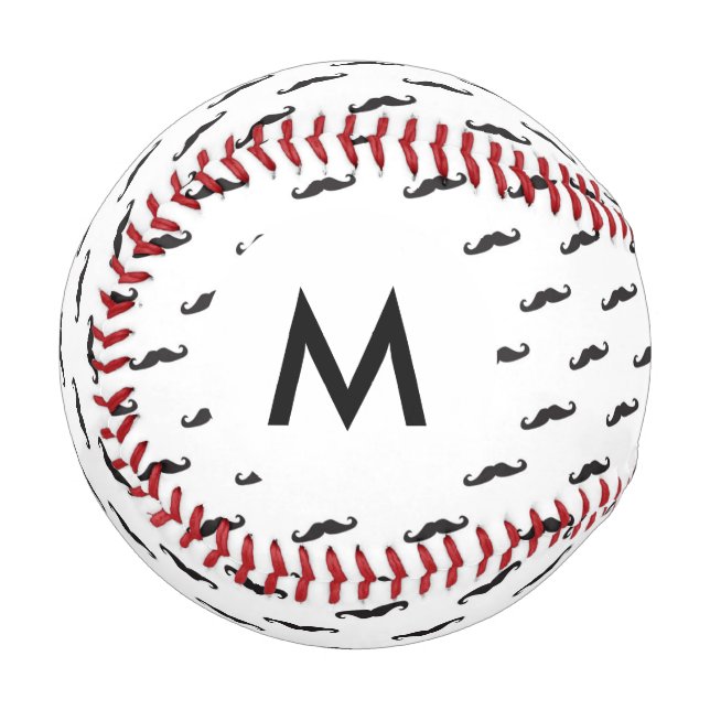 Monogram Moustache hipster pattern 2 Baseball (Front Left)