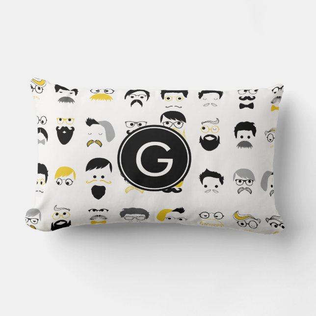 Monogram Moustache Lumbar Pillow (Front)