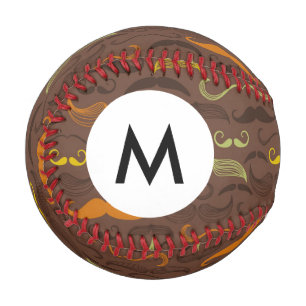 Monogram Moustache pattern, retro style 5 Baseball