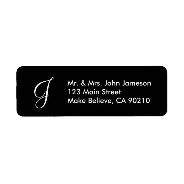 Monogram Mr & Mrs - Black Étiquette de adresse Mod (Devant)
