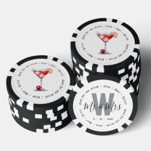 Monogram Mr Mrs Cosmo Drink Voucher Wedding Poker Chips