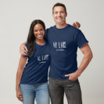 Monogram Mr. & Mrs. Shirt<br><div class="desc">Created for his and hers couple, this short sleeve, cotton crew neck shirt is shown in the navy-blue colour with a sample last name, so you can customize this shirt to your liking, by clicking on customize button, look to right and find the appropriate boxes and change the sample text...</div>
