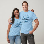 Monogram Mr. & Mrs. Shirt<br><div class="desc">Created for his and hers couple, this short sleeve, cotton crew neck shirt is shown in the light blue colour with large two-tone double sample initials. You can customize this shirt to your liking, by clicking on customize button, look to right and find appropriate boxes. Choose your initials, shirt colour...</div>