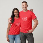 Monogram Mr. & Mrs. Shirt<br><div class="desc">Created for his and hers couple, this short sleeve, cotton crew neck shirt is shown in the red colour with a sample last name, so you can customize this shirt to your liking, by clicking on customize button, look to right and find the appropriate boxes and change the sample text...</div>