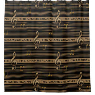 Monogram Muddy Brown Gold Treble Clef and Notes