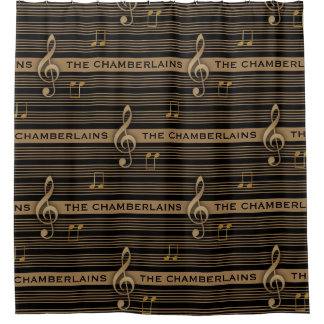 Monogram Muddy Brown Gold Treble Clef and Notes