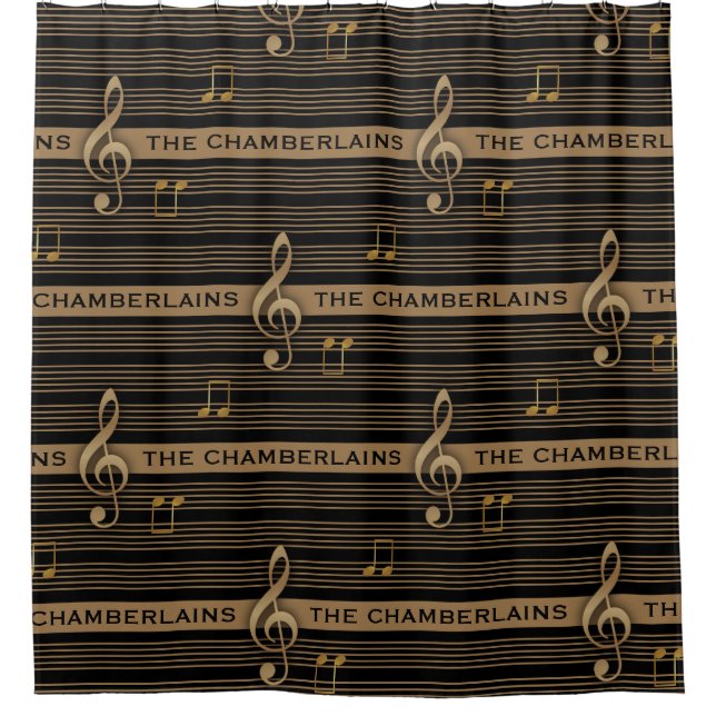 Monogram Muddy Brown Gold Treble Clef and Notes (Front)