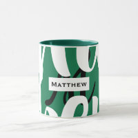 Monogram Mug Green Black And White