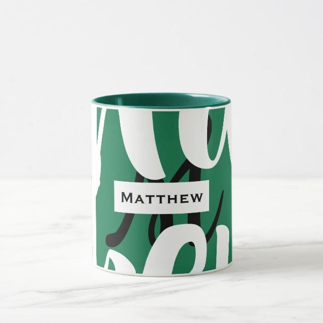 Monogram Mug Green Black And White (Center)