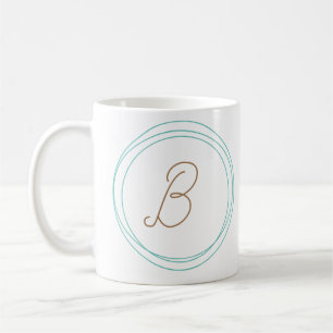 Monogram Mug in Teal/Gold