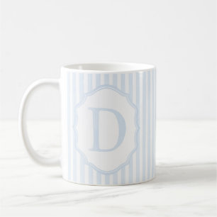 Monogram Mug Letter D, Blue Striped