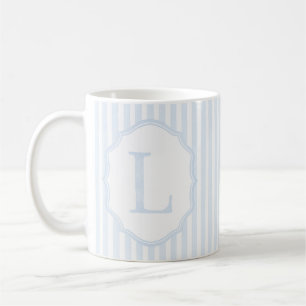 Monogram Mug Letter L, Blue Striped