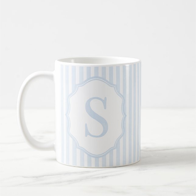 Monogram Mug Letter S, Blue Striped (Gauche)