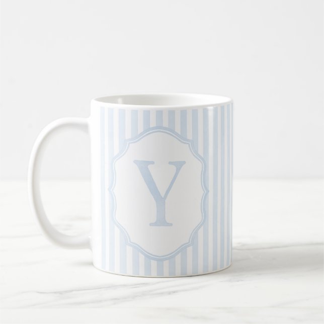Monogram Mug Letter Y, Blue Striped (Gauche)