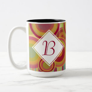 Monogram Mug with Bright, Colourful Rings & Circle