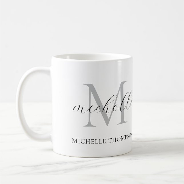Monogram Mug with Initial and Name, Simple  (Gauche)