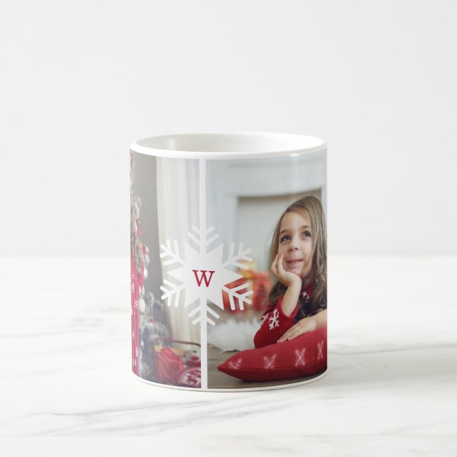 Monogram Multiple Photo Collage Photo Layout Coffee Mug (Center)