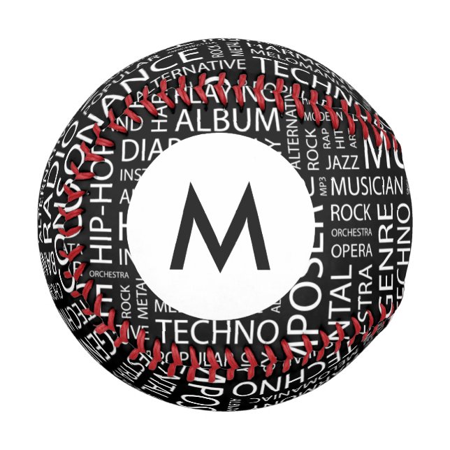 Monogram MUSIC pattern word cloud Baseball (Front Left)