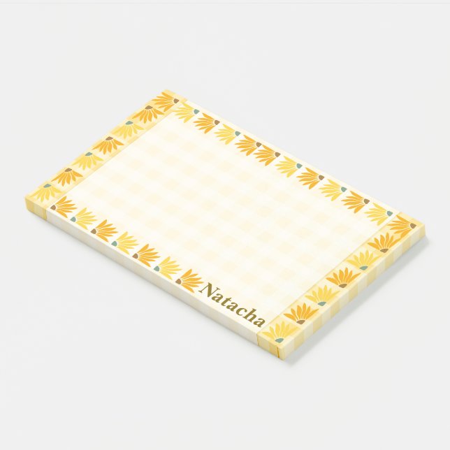 Monogram mustard floral background Colourful art Post-it Notes (Angled)