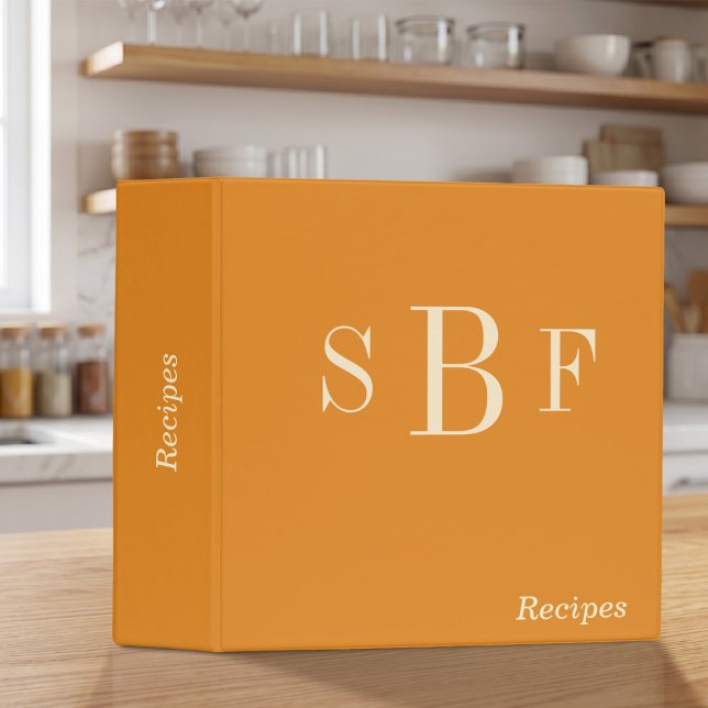 Monogram Mustard Yellow Recipe Boho Fall Kitchen Binder (Monogram Mustard Yellow Recipe Boho Fall Kitchen 3 Ring Binder)