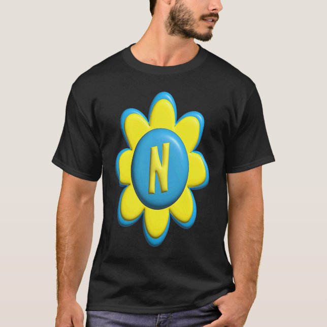Monogram N  Colorful Flower T-Shirt (Front)