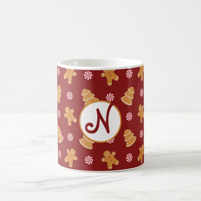 Monogram 'N' Gingerbread Cookie Christmas Mug (Center)