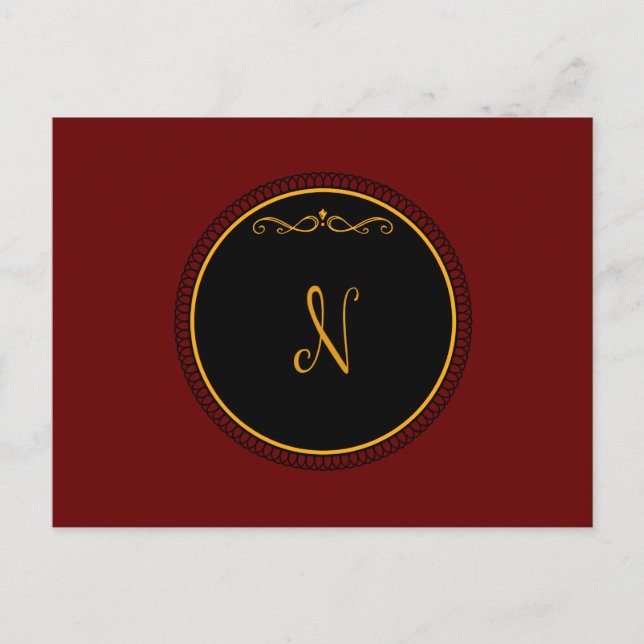 Monogram 'N' gold on black Postcard (Front)