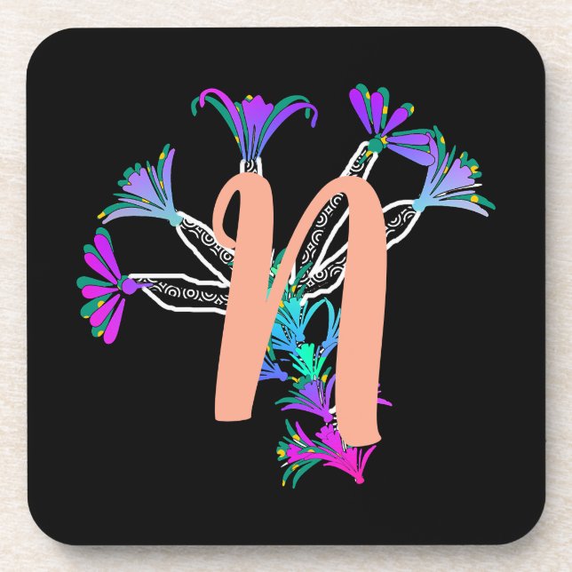 Monogram N Initial  Beverage Coaster (Front)