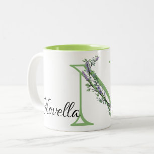 Monogram N Lavender Eucalyptus Two-Tone Coffee Mug