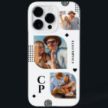Monogram Name 3 Photo Collage Trendy Modern Case-Mate iPhone 14 Pro Max Case<br><div class="desc">Monogram Name 3 Photo Collage Trendy Modern Phone Cases features a photo collage of three of your favourite photos with your personalized name and monogram in elegant black script. Personalize by editing the text in the text boxes provided. Perfect for birthday, Christmas, Mother's Day and more. PHOTO TIP: centre your...</div>